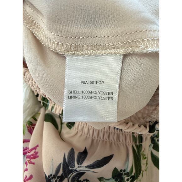 PARKER beige green pink floral smocked stretch tie waist portofino mini skirt - Picture 7 of 8